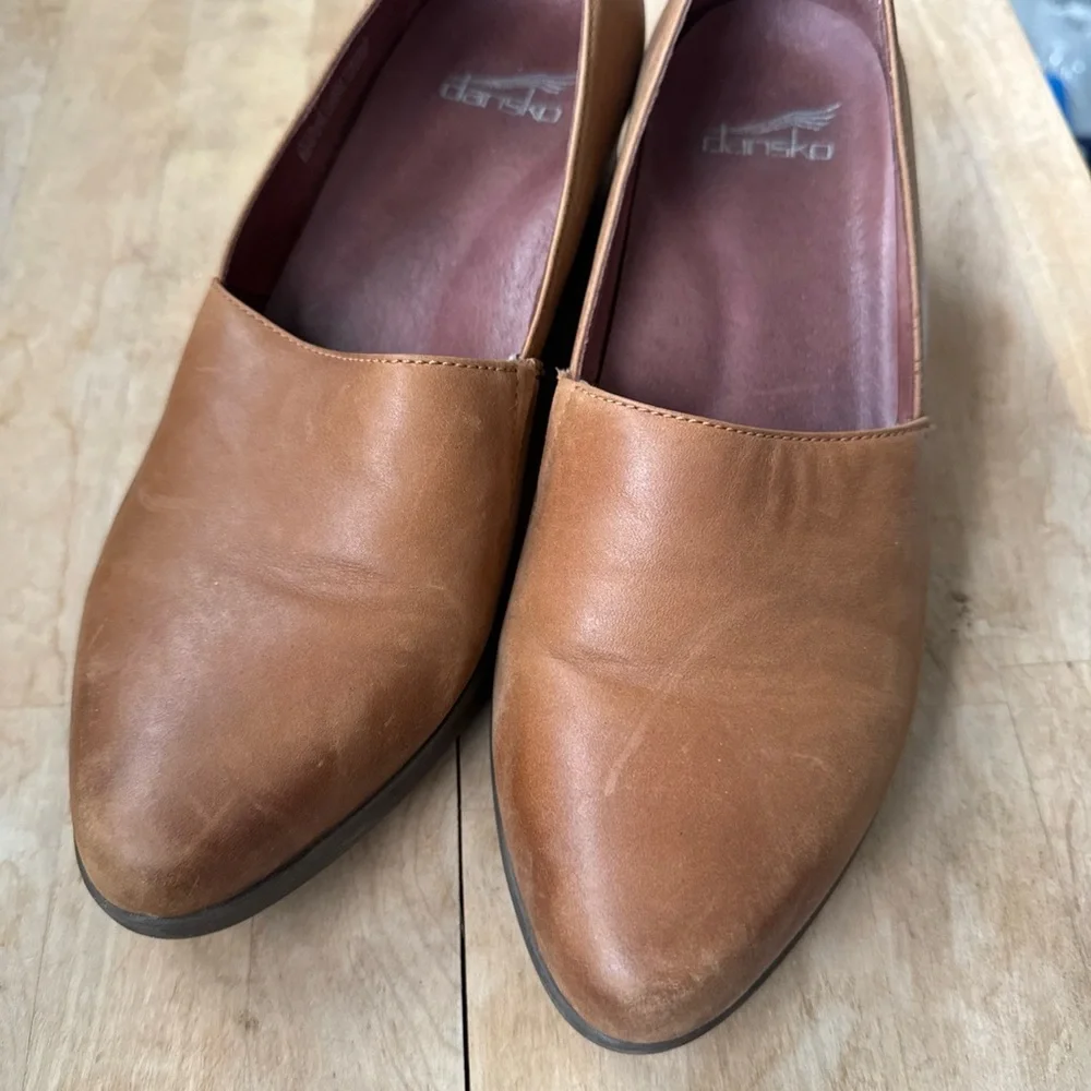 Dansko Shanda Luggage Waterproof Leather Wedge Heels 40 Womens Whiskey‎ Brown